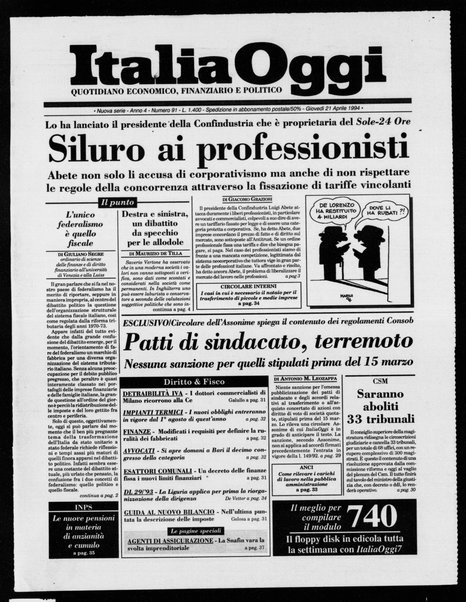 Italia oggi : quotidiano di economia finanza e politica